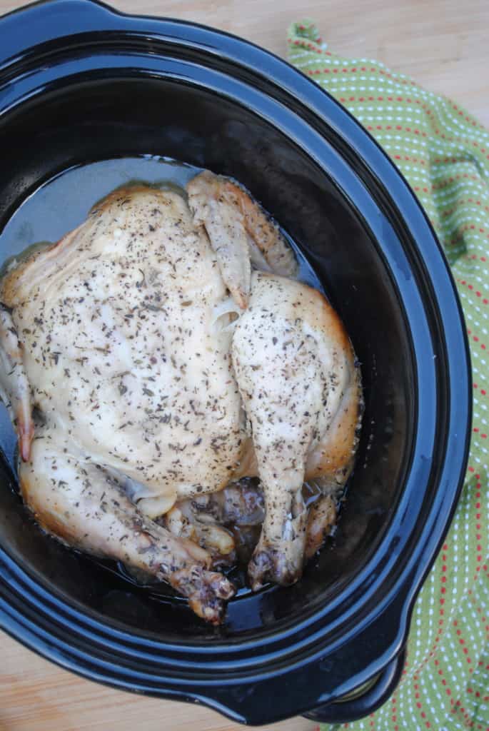 Slow cooker whole chicken with gravy