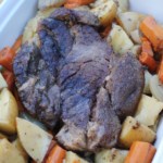 Slow cooker roast, potatoes, and carrots. A classic dinner simplified in the slow cooker.