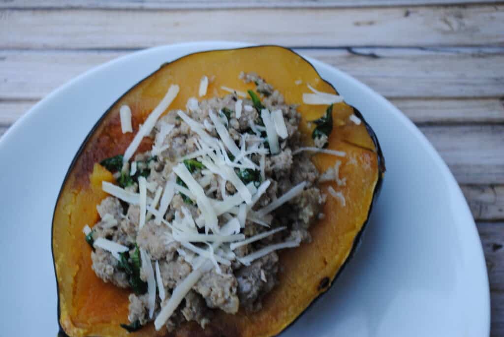 sausage and spinach stuffed acorn squash