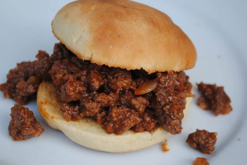 Sloppy Joe on a white plate