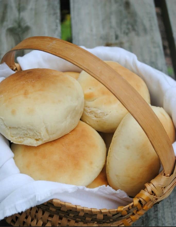 homemade rolls in a basket