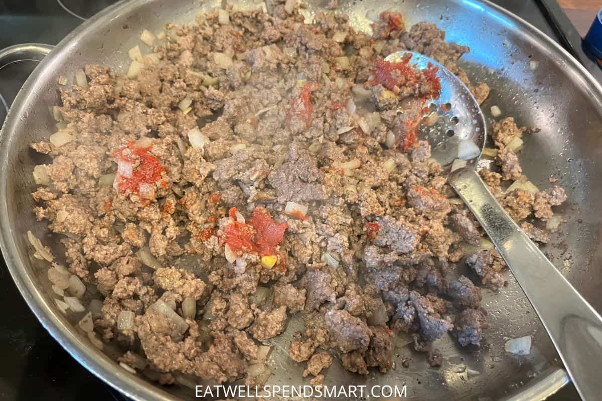 ground beef with tomato paste and seasonings