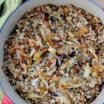 Mujaddara lentils and rice. Dirt cheap healthy food at its finest.