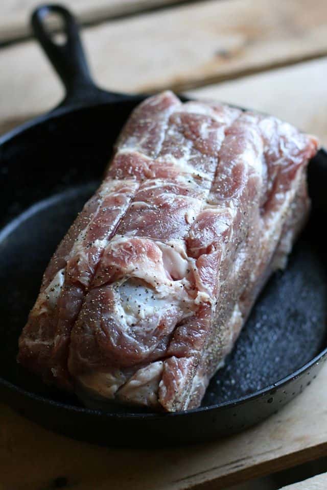 pork roast in a skillet