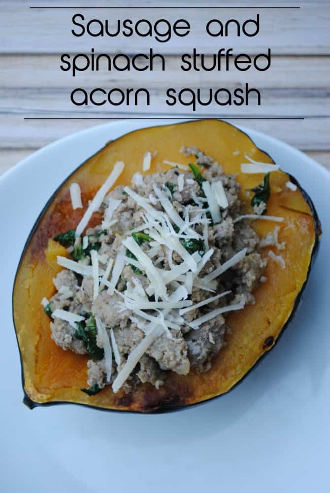 Sausage and spinach stuffed acorn squash