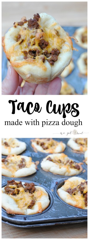 taco cups made with pizza dough