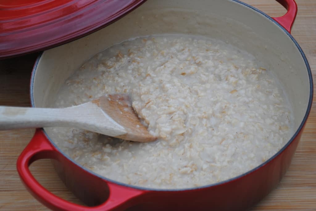 Stovetop oatmeal. A simple and inexpensive breakfast.