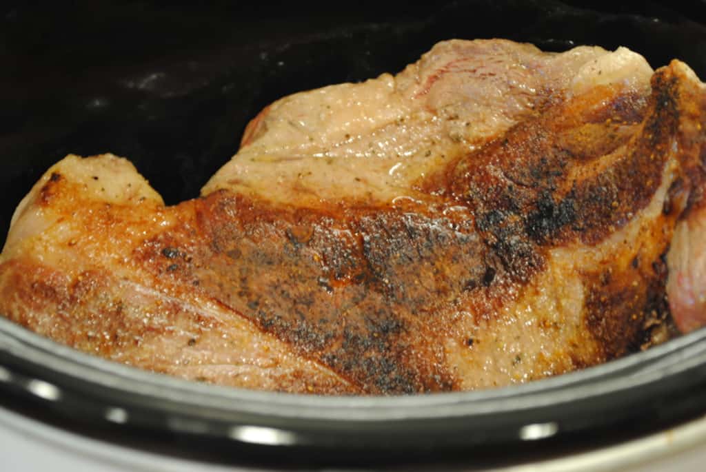 seared roast beef in a slow cooker