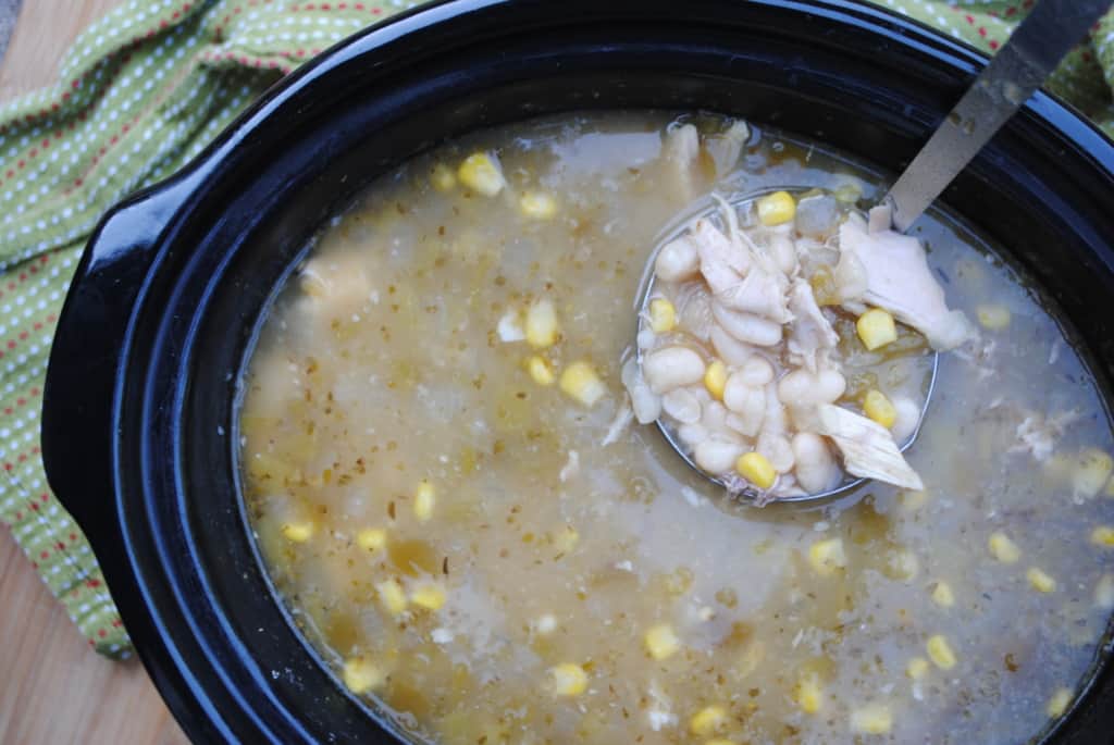 Slow cooker white chicken chili with dried beans