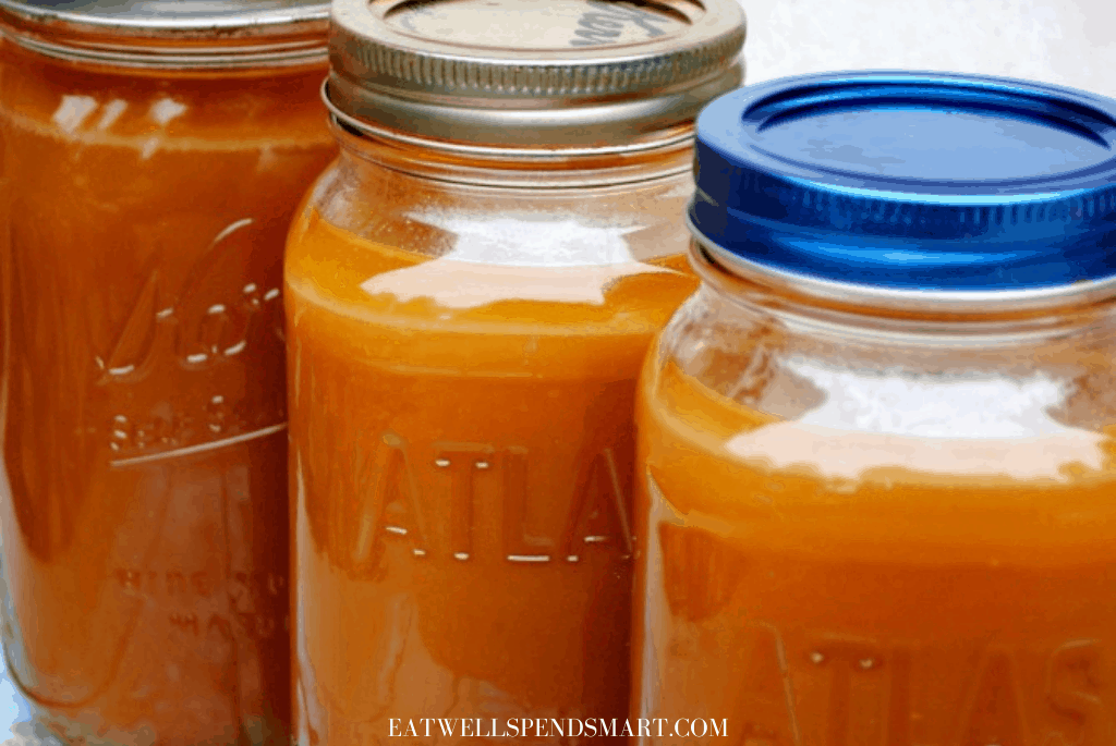 Beef broth in jars