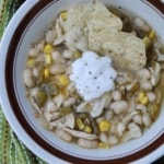 White chili made in the slow cooker with dried beans