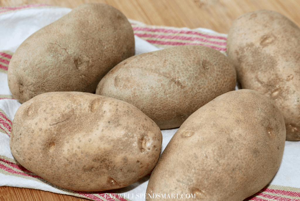 potatoes on a striped towel