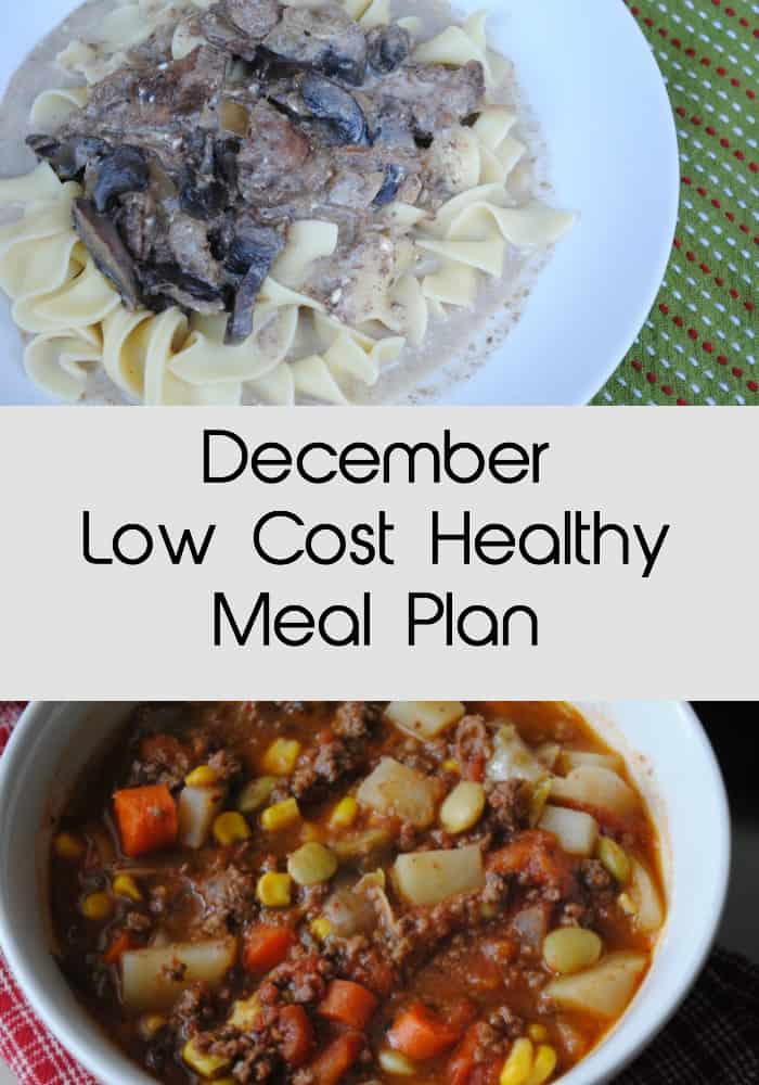 December low cost healthy meal plan