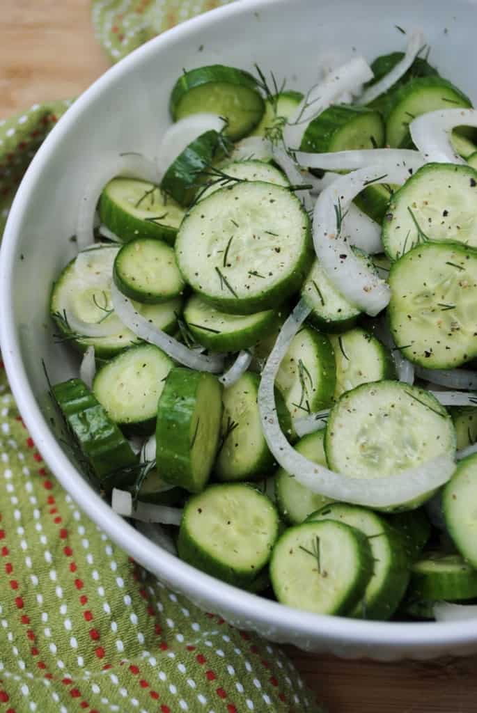 Simple cucumber and dill salad.