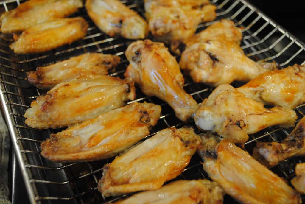 baked chicken wings on a rack