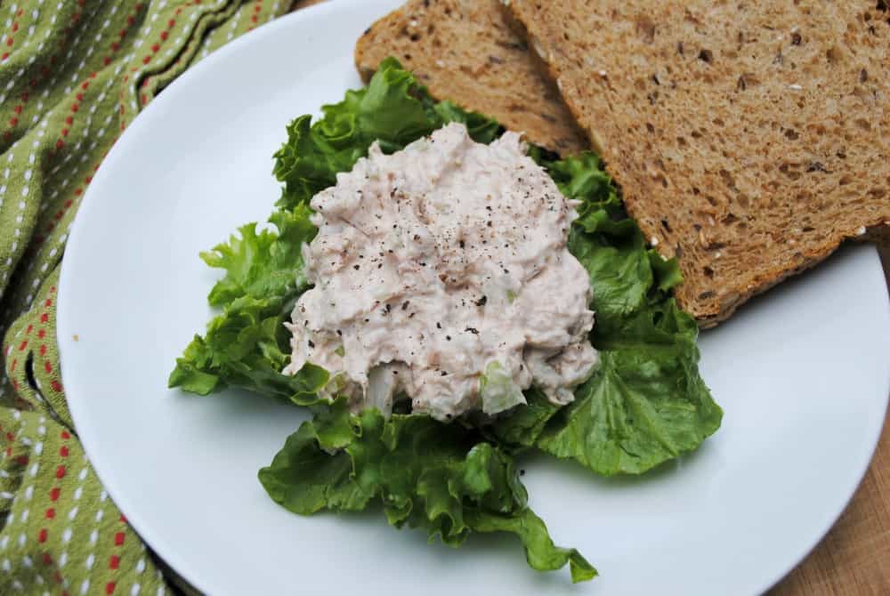 tuna salad on a bed of lettuce