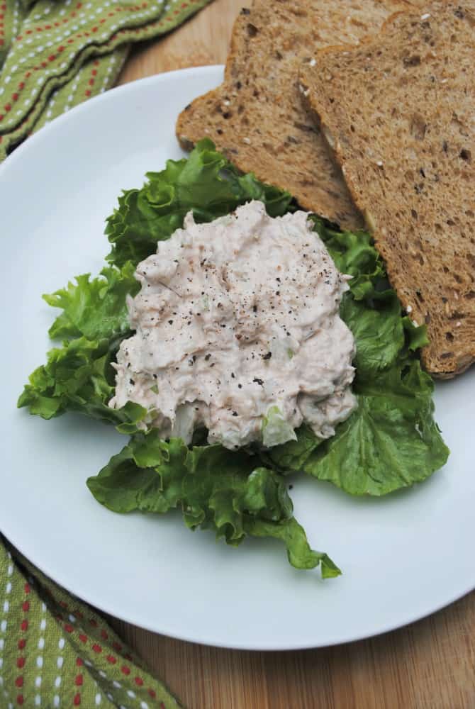 tuna salad on a bed of lettuce