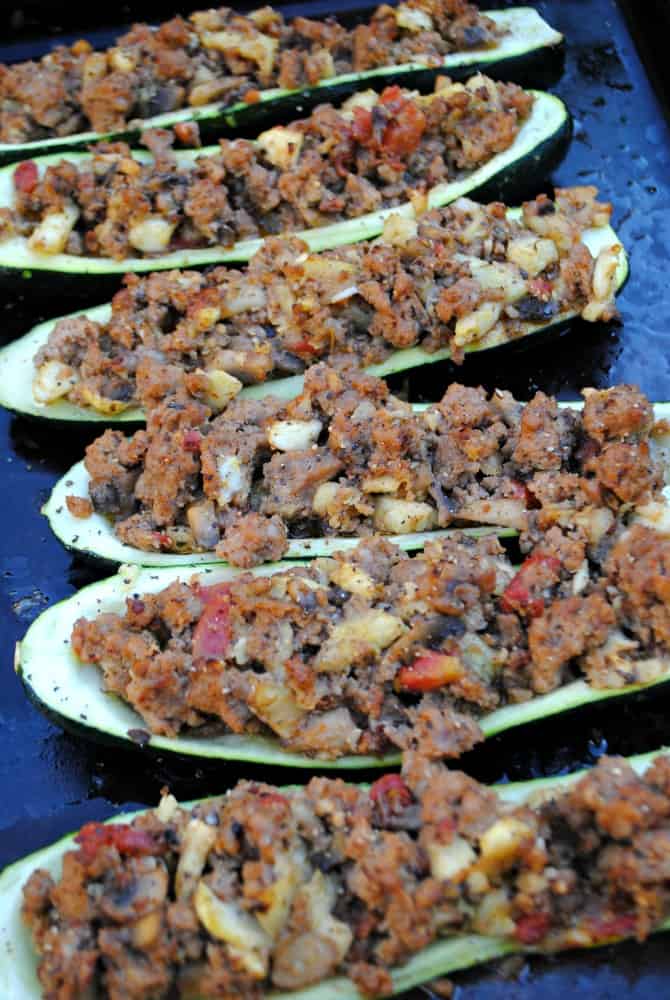 Zucchini boats. A healthy seasonal summer meal.