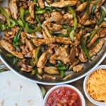 chicken fajitas with all of the toppings