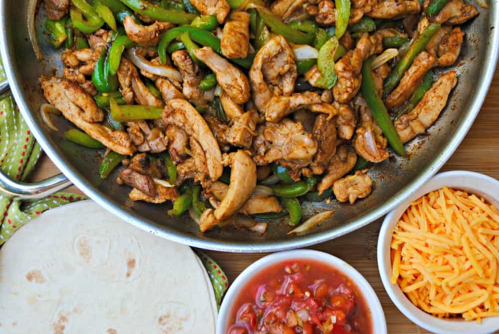 chicken fajitas in a skillet