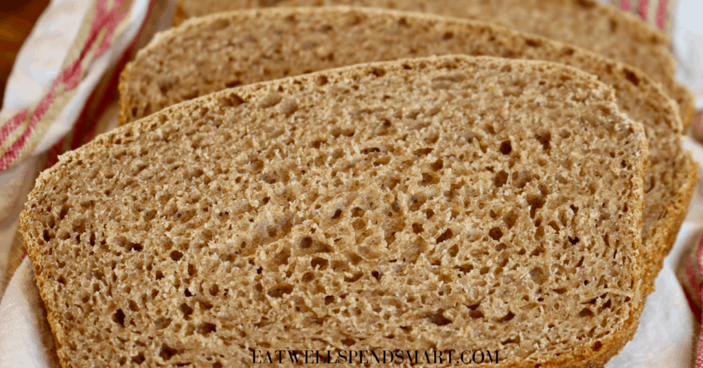 slices of whole wheat bread on a striped towel