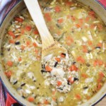 Chicken and wild rice soup. Perfect for a cold day. Can be made gluten-free and dairy-free if needed.
