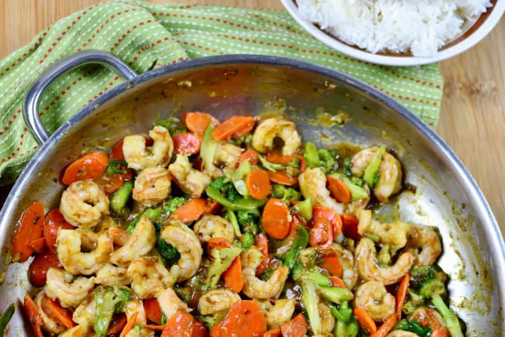 Shrimp stir fry that's allergy-friendly, gluten free and delicious.