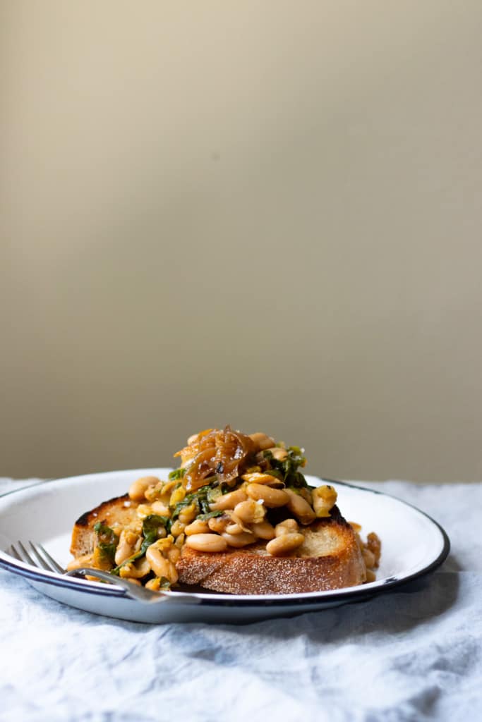 White beans and greens on toast