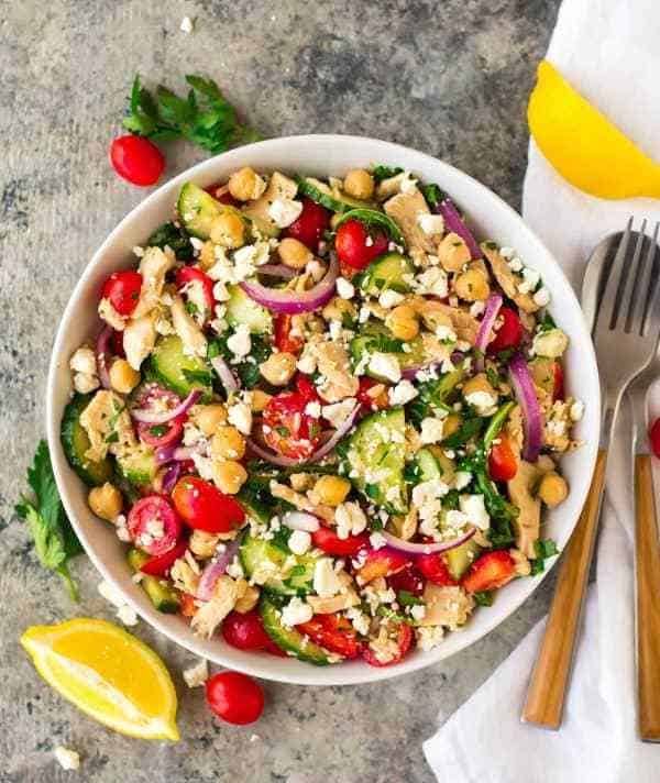 Chickpea tuna salad using canned tuna