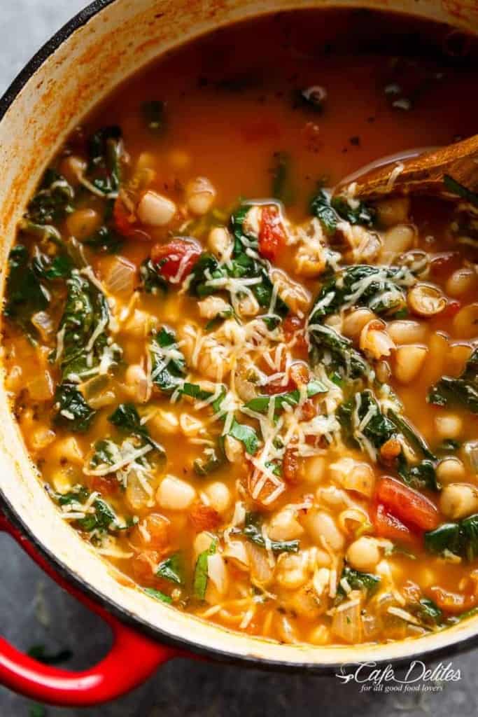 white beans, spinach, and parmesan soup