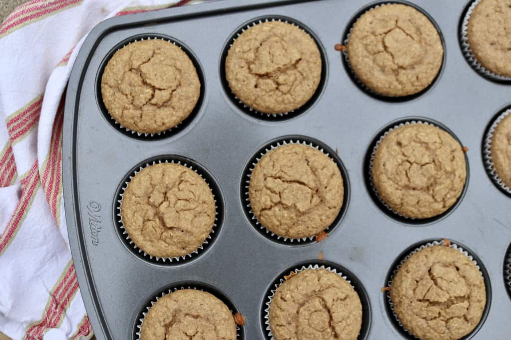 Oatmeal muffins in a muffin tray