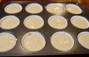 oatmeal muffin batter in a muffin tin