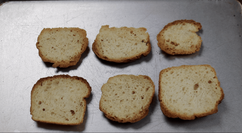 Bread heels on a baking sheet