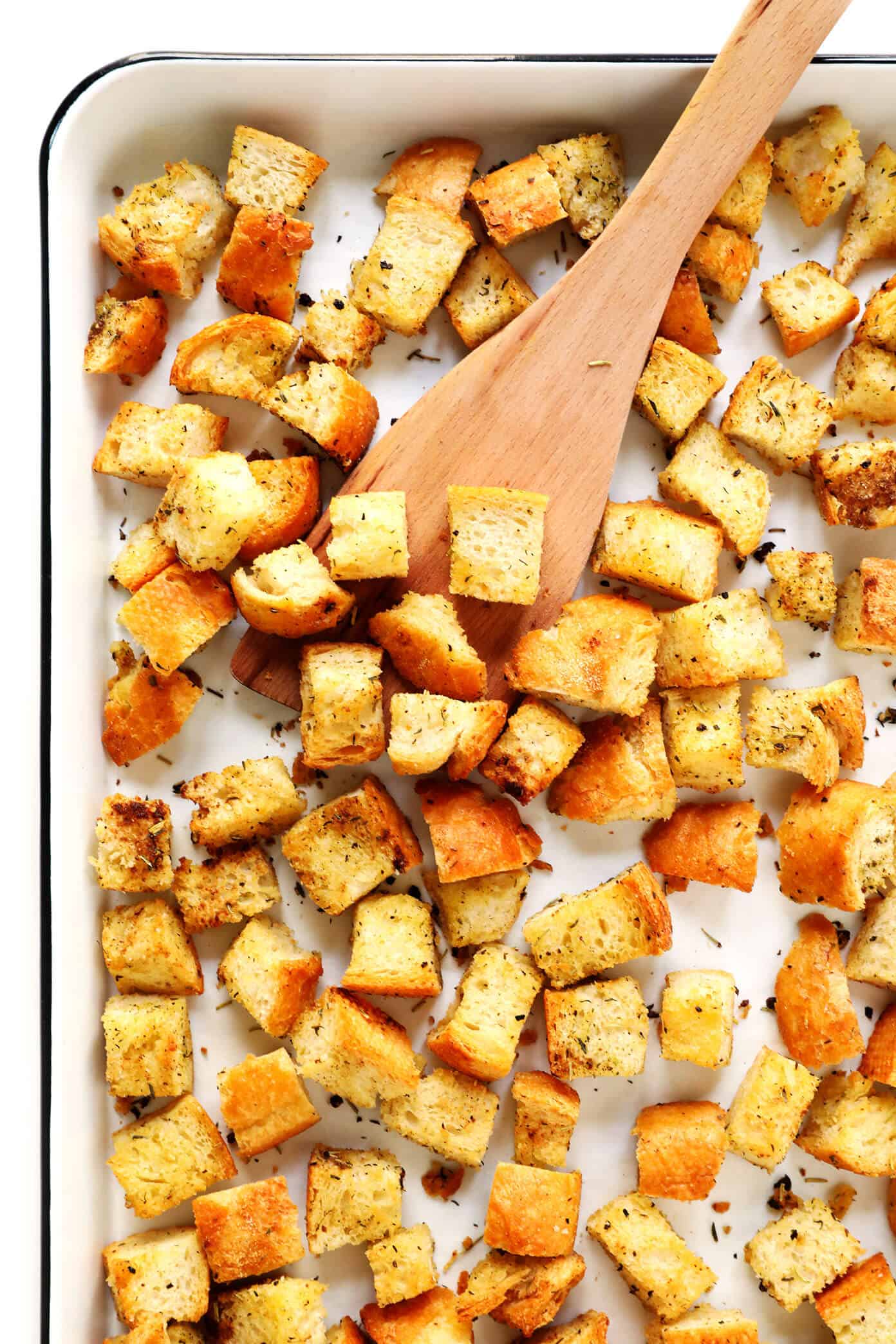croutons on a sheet pan