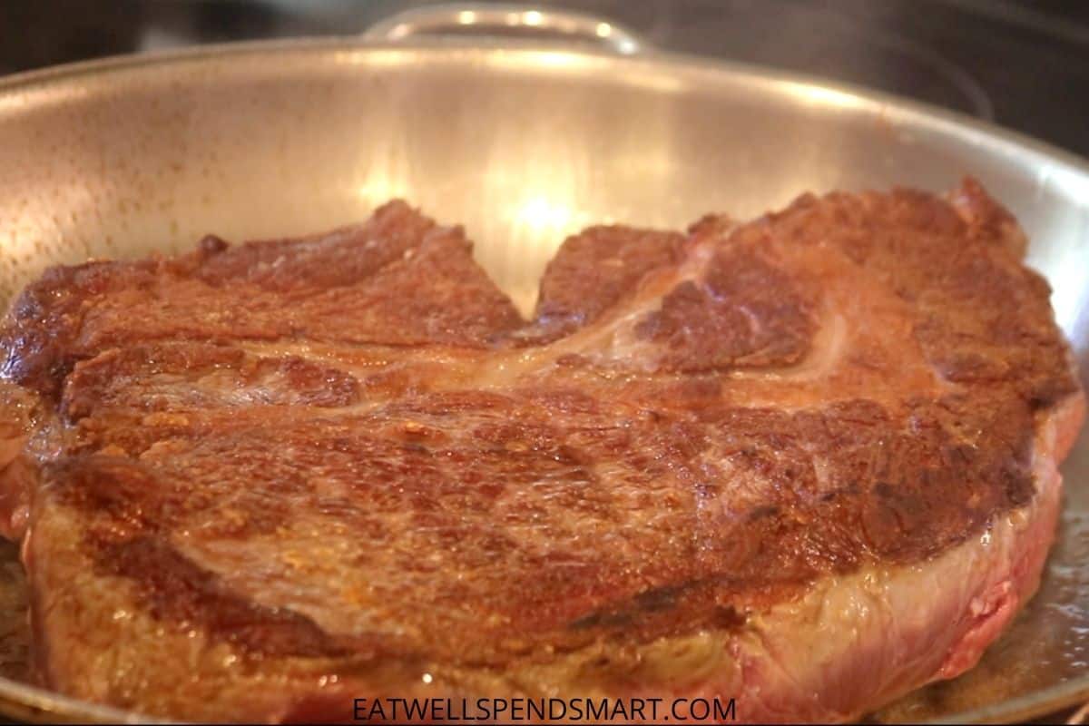 Seared roast in a skillet