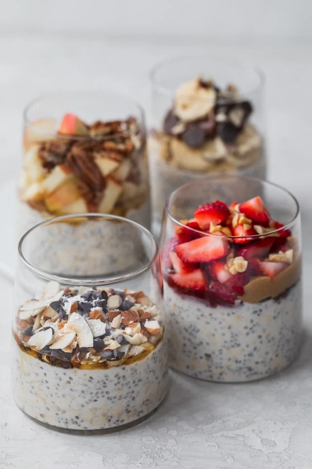 overnight oats in four varieties